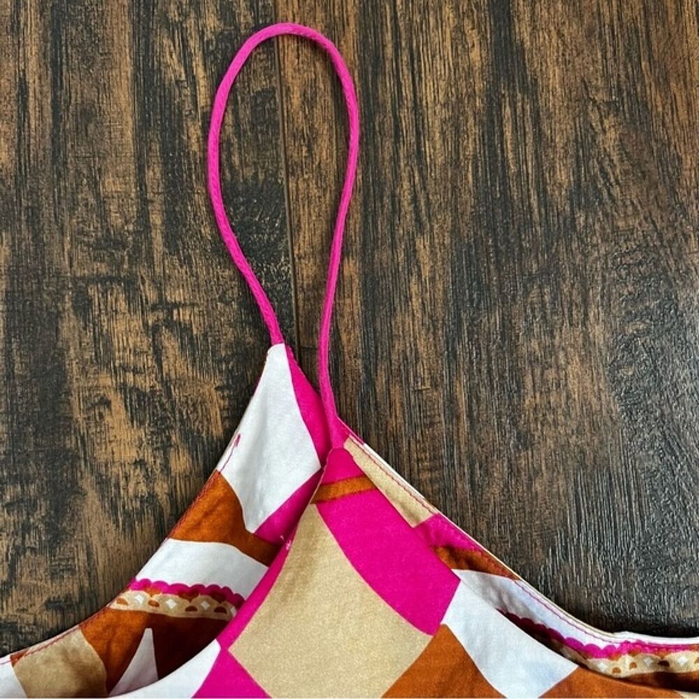 Diane Von Furstenberg Women’s Pink Geometric Silk Shift Dress Size 12 Vintage - Picture 4 of 10
